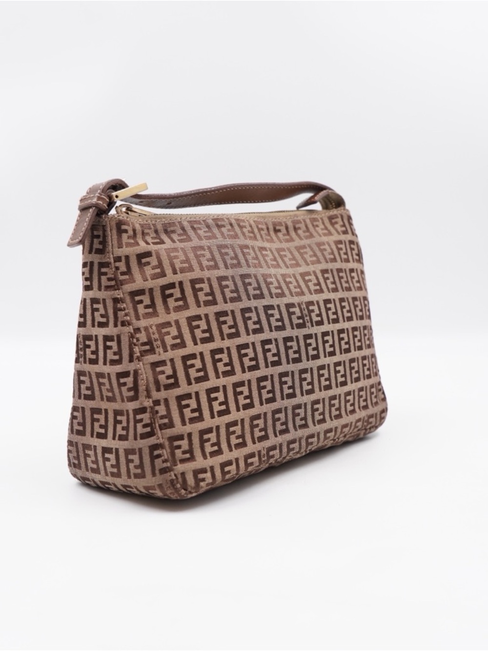 Fendi Brown and Tan Zucca Canvas Wristlet - Picture 3 of 12